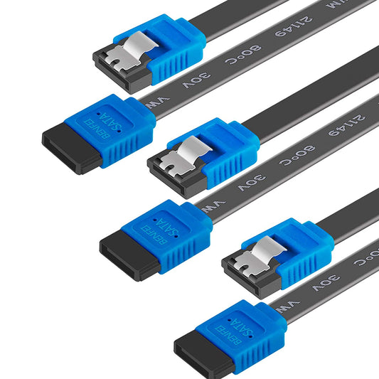 SATA Cable III,  3 Pack SATA Cable III 6Gbps Straight HDD SDD Data Cable with Locking Latch 18 Inch for SATA HDD, SSD, CD Driver, CD Writer
